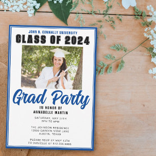 Invitation Classe Bleue de 2025 Photo Modern Graduation Party