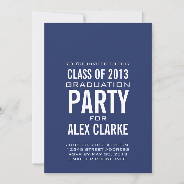 INVITATION CLASSE BLEUE SIMPLE DE L'INVITATION AU PARTI 2013 (Devant)