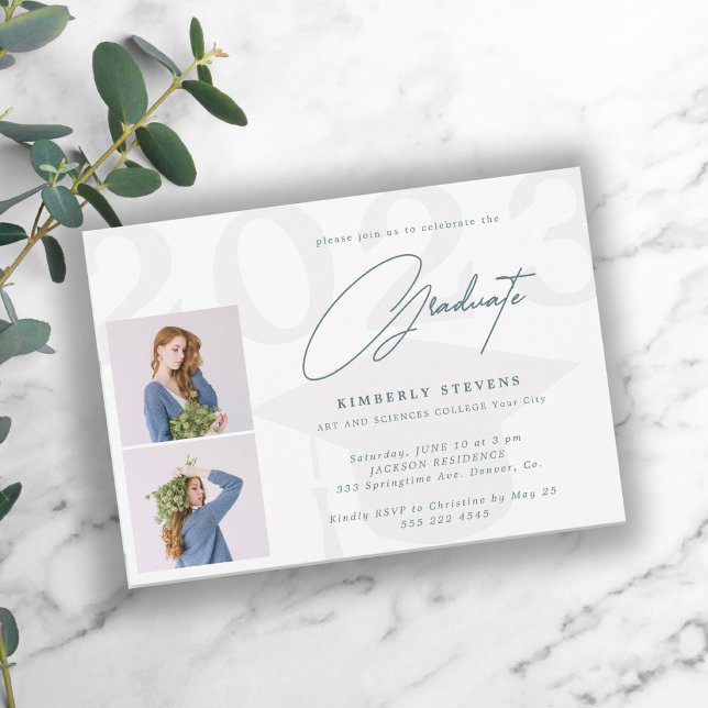 Invitation Classe d'année élégante 2 photos fête de remise de (Créateur téléchargé)