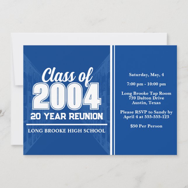 Invitation Classe de 2004 20 année Lycée Réunions Lockers (Devant)