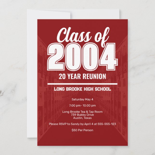 Invitation Classe de 2004 20 année Lycée Réunions Lockers (Devant)
