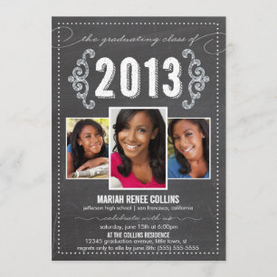 Invitation Classe de 2013 Chalkboard Graduation Photo Invitat