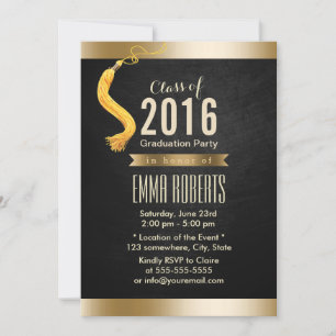 Invitation Classe de 2016 Classy Black & Gold Graduation Part