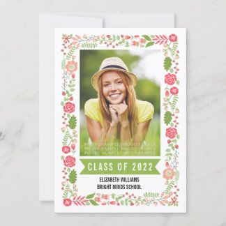 Invitation Classe de 2017 graduation florale frontière photo