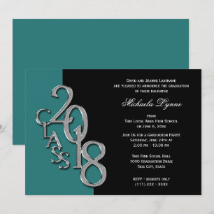 Invitation Classe de 2018 Grad Silver avec option de couleur