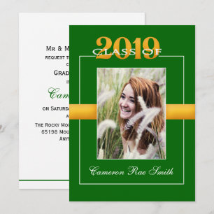 Invitation Classe de 2019 Green & Yellow Graduation Party
