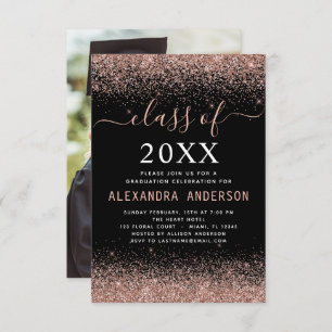 Invitation Classe de 2022 Graduation Photo Rose Rose Gold
