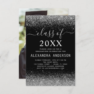 Invitation Classe de 2022 Photo Graduation Party Silver Black