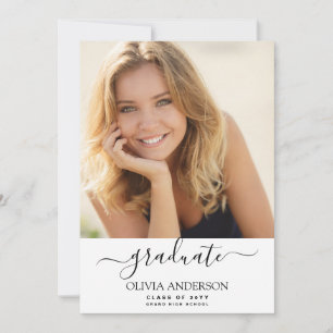 Invitation Classe de 2022 White Black Photo Graduation