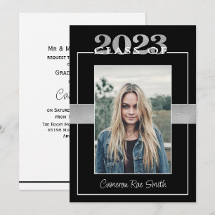Invitation Classe de 2023 Black & Silver Graduation Party