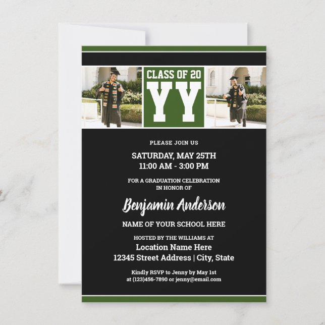 Invitation Classe de 2023 Forest Green Graduation Photo (Devant)