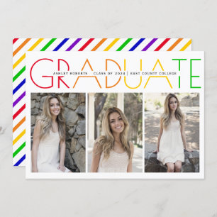 Invitation Classe de 2023 Graduate rainbow photo collage