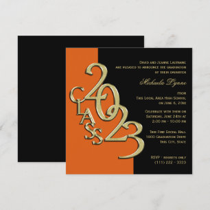 Invitation Classe de 2023 Grand Orange et Or