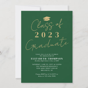 Invitation Classe de 2023 Green Gold Graduate Party