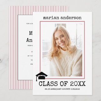 Invitation Classe de 2023 photo de graduation rose poussiéreu
