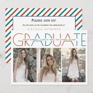Invitation Classe de 2023 terracotta et photo de graduation t