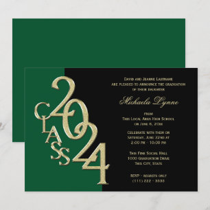 Invitation Classe de 2024 Grad Or avec option de couleur