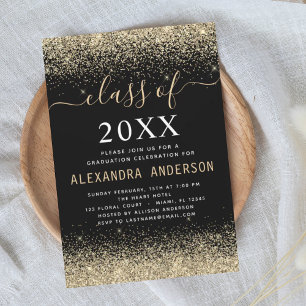 Invitation Classe de 2024 Graduation Party Gold Noir