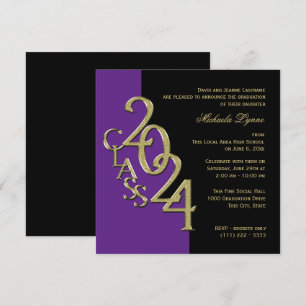 Invitation Classe de 2024 Grand pourpre et or