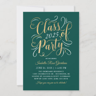 Invitation Classe de 2024 Green Gold Graduation Party Photo