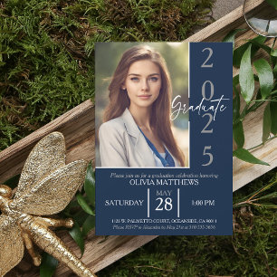 Invitation Classe de 2024 Marine Blue Custom Photo Graduation