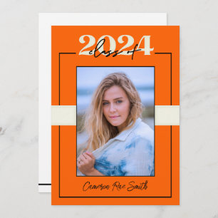 Invitation Classe de 2024 Orange & Black Graduation Party