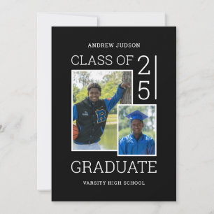 Invitation Classe De 2024 Photo Bio Black & White Open House