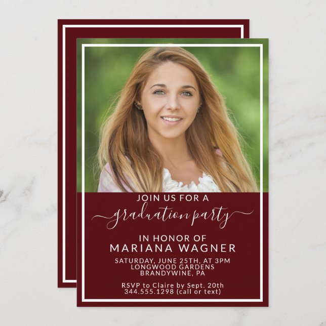 Invitation Classe de 2024 Photo Graduation Party (Devant / Derrière)
