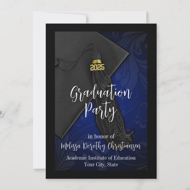 Invitation Classe de 2025 Blue Tassel College Graduation (Devant)