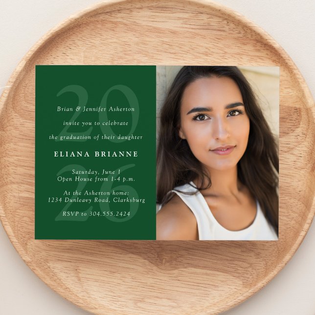 Invitation Classe de 2025 classique green photo graduation pa (Créateur téléchargé)