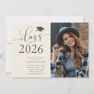 Invitation Classe de 2025 Cream Graduation Party Photo