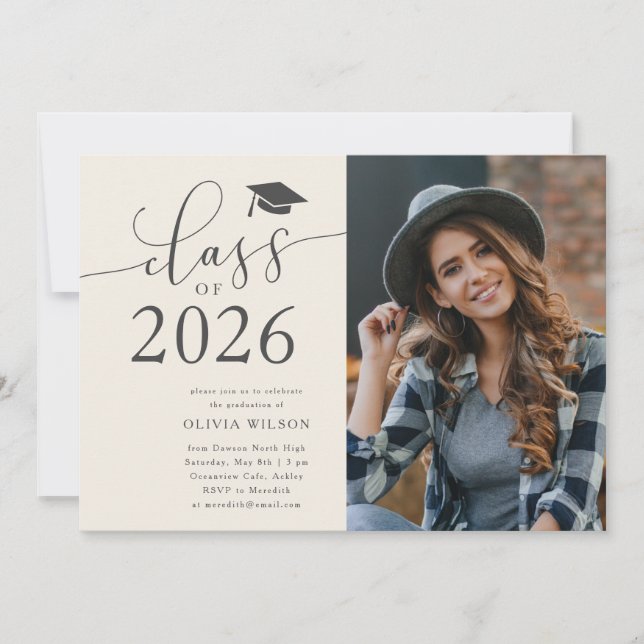 Invitation Classe de 2025 Cream Graduation Party Photo (Devant)