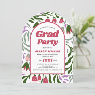Invitation Classe De 2025 fleurs rétro Graduation Arc