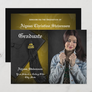 Invitation Classe de 2025 Gold Tassel College Photo Graduatio