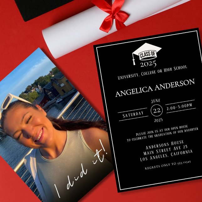 Invitation Classe de 2025 "Je l'ai fait" Photo Graduate Invit (Créateur téléchargé)