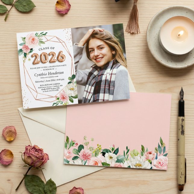 Invitation Classe de 2025 Lettres à ballons - Diplôme photo (Créateur téléchargé)