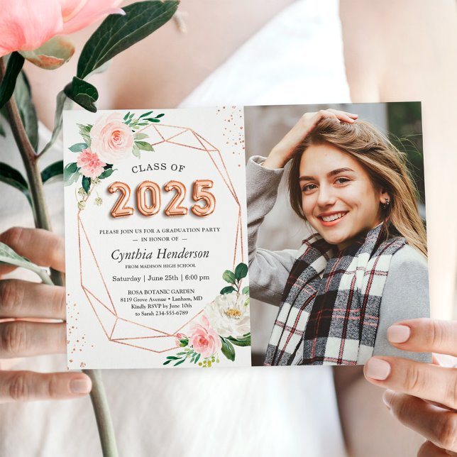 Invitation Classe de 2025 Lettres à ballons - Diplôme photo (Créateur téléchargé)