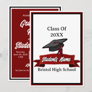 Invitation Classe de 2025 Maroon and Black Graduation Party