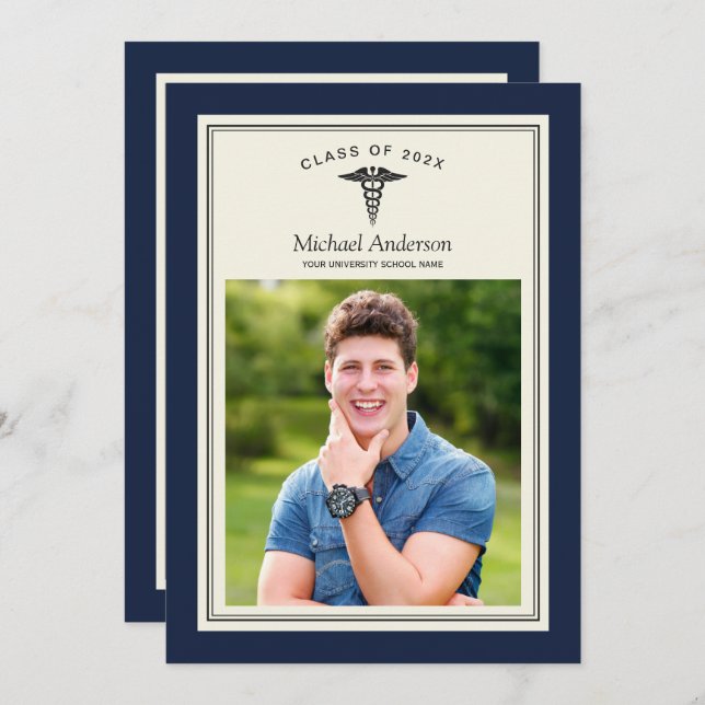 Invitation Classe de 2025 Médicale School Graduation Party (Devant / Derrière)