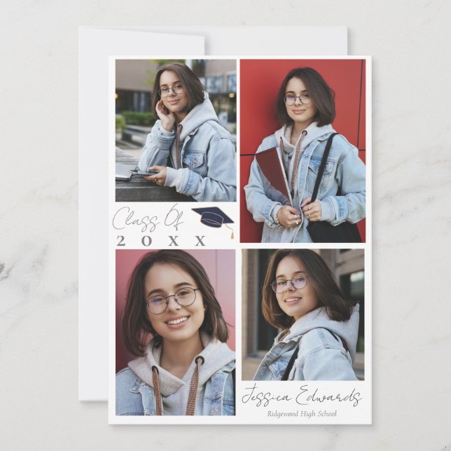 Invitation Classe De 2025 Multi Photo Mignonne Graduation Par (Devant)