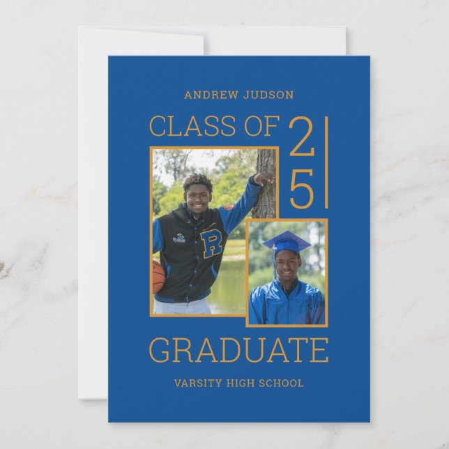 Invitation Classe De 2025 Photo Blue Graduation Party (Devant)