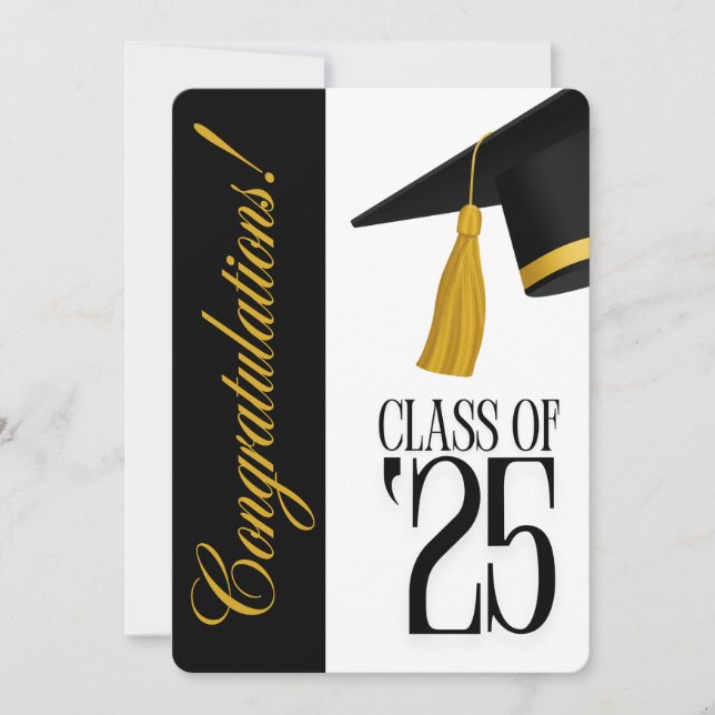 Invitation Classe de 2025 Photo noir et blanc Graduation (Devant)