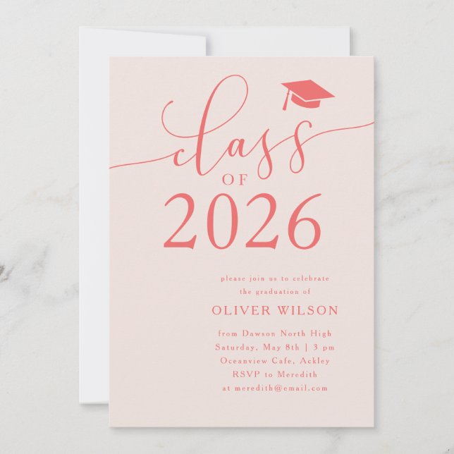 Invitation Classe de 2025 Pink Graduation Party (Devant)