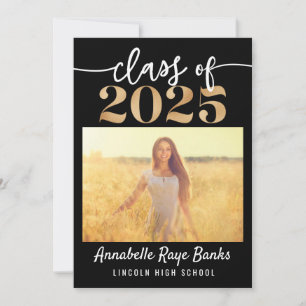 Invitation Classe de 2025 Script noir imprimable