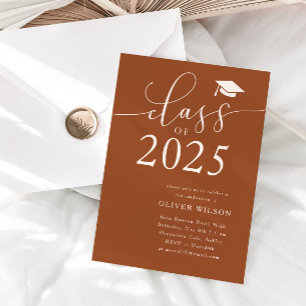 Invitation Classe de 2025 Terracotta Graduation Party