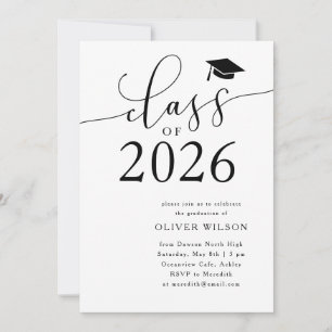 Invitation Classe de 2025 White Graduation Party