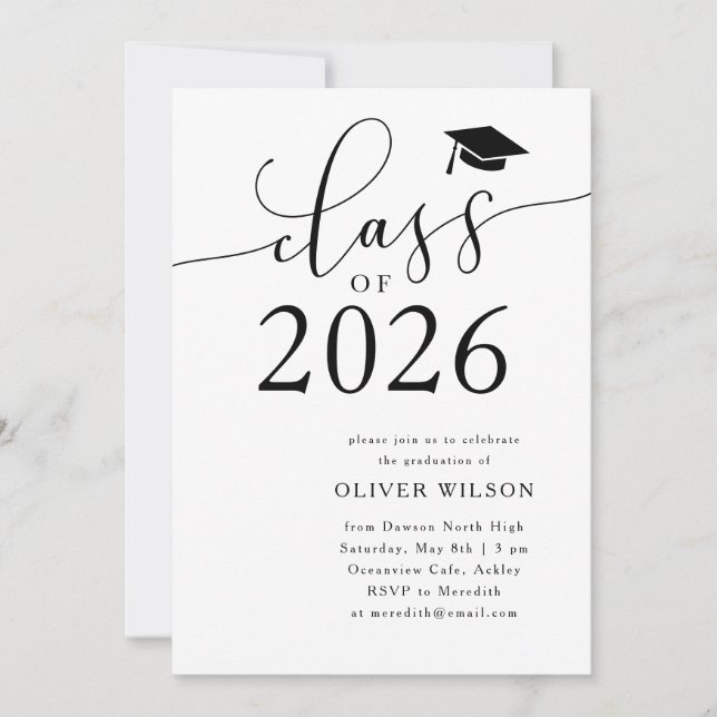 Invitation Classe de 2025 White Graduation Party (Devant)