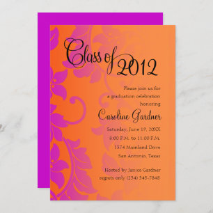 Invitation Classe de 20XX Graduation Damask Pink Orange