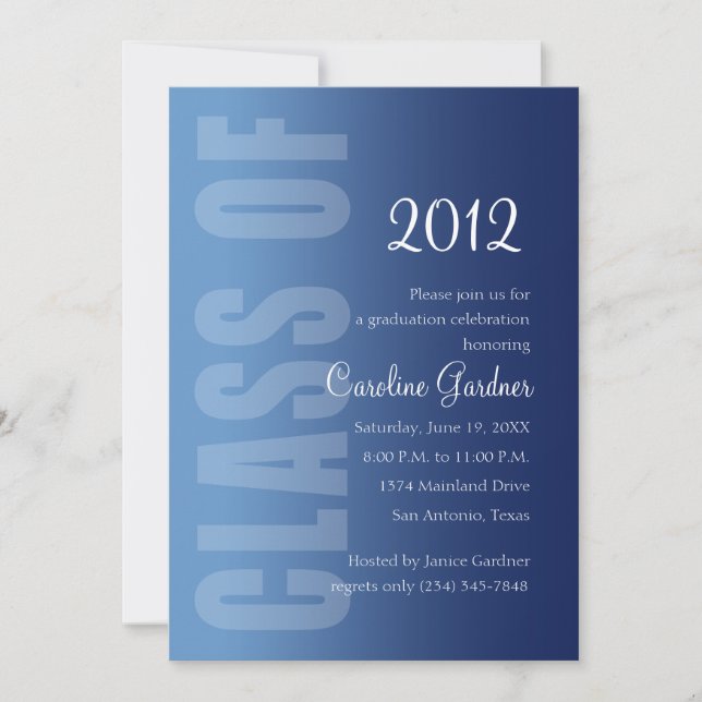 Invitation Classe de 20XX Graduation N'importe quelle couleur (Devant)