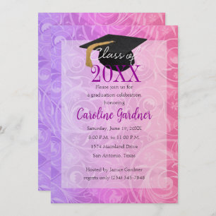 Invitation Classe de 20XX Graduation Pink and Purple